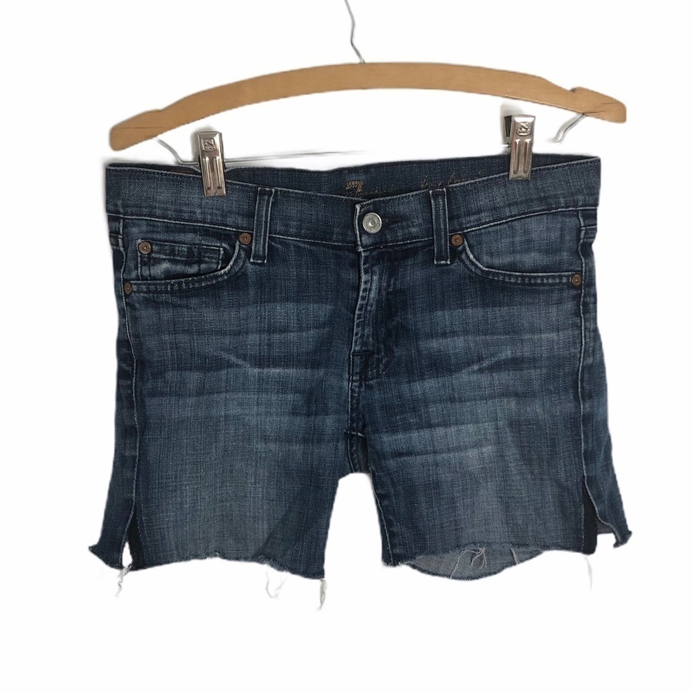 7 For All Mankind Cutoff Denim Shorts Sz 27 Blue